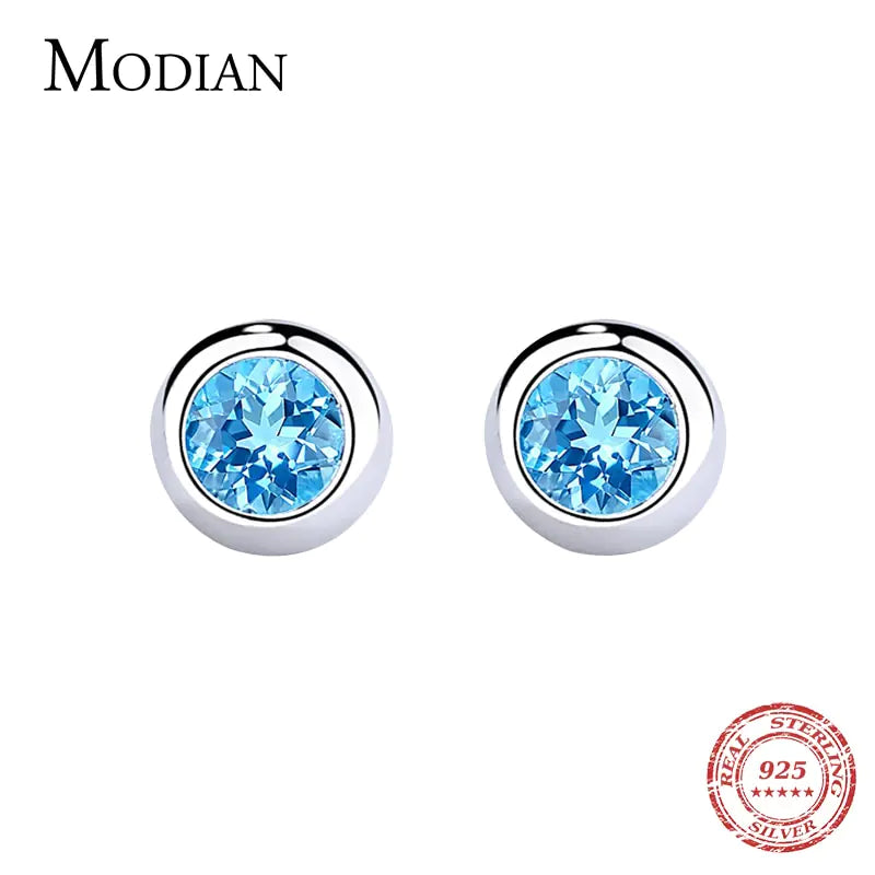 Round Rock Blue Crystal Earrings