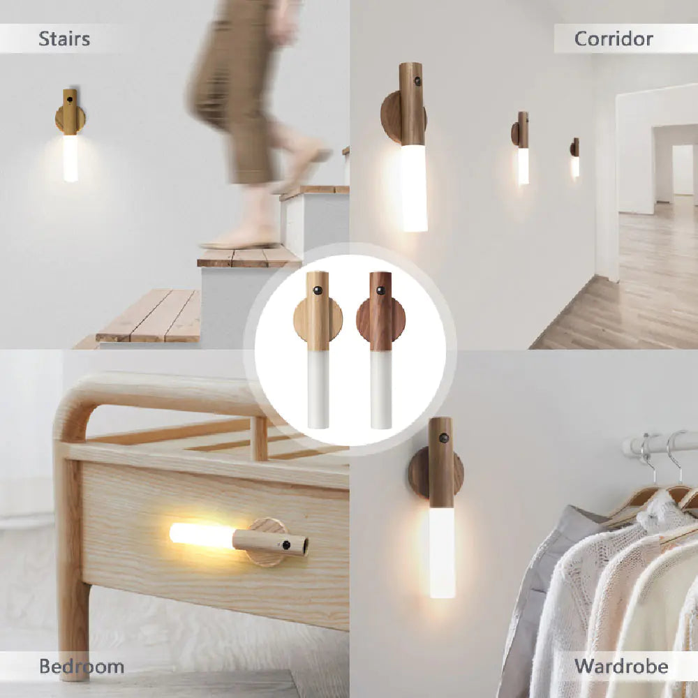 LED USB Wireless Wood Stick Night Light  Motion Sensor Wall Lamp Magnetic Corridor Cabinet Wardrobe Light Decor Home Light