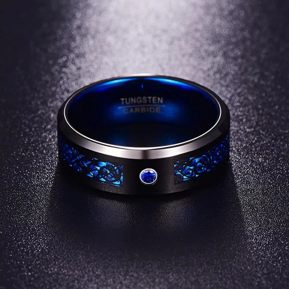 Dragon Stone Inlay Tungsten Ring