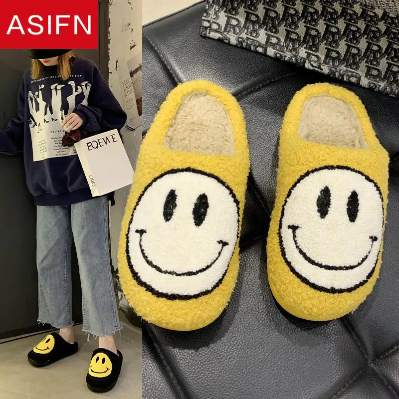 Cute Smiley Fluffy Slippers