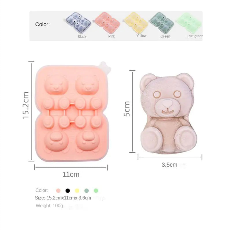 4 Bear Silicone Ice Tray