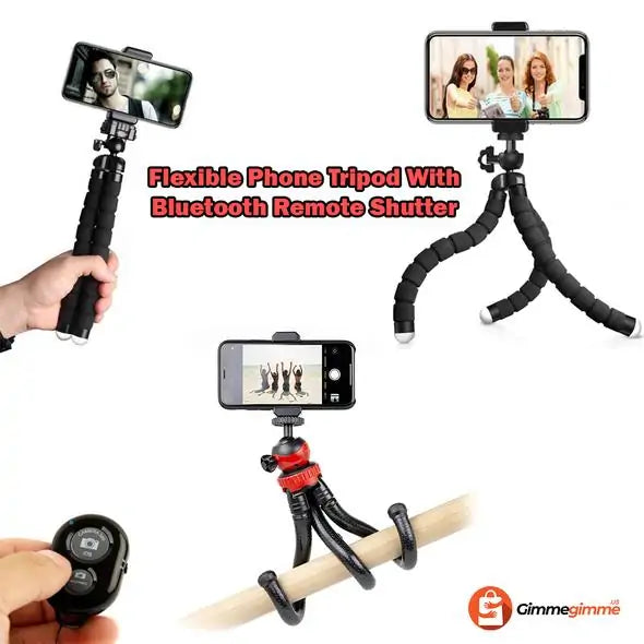 Flexible Phone Tripod With Bluetooth Remote Shutter