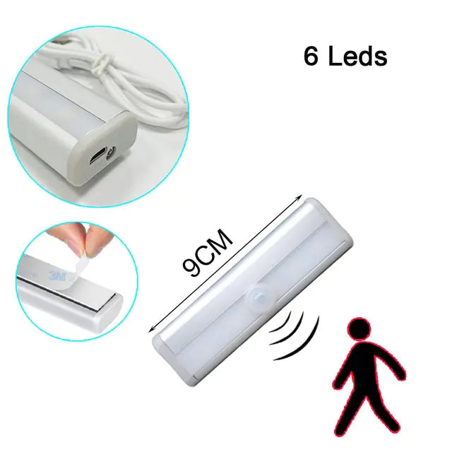 LED USB Wireless Wood Stick Night Light  Motion Sensor Wall Lamp Magnetic Corridor Cabinet Wardrobe Light Decor Home Light