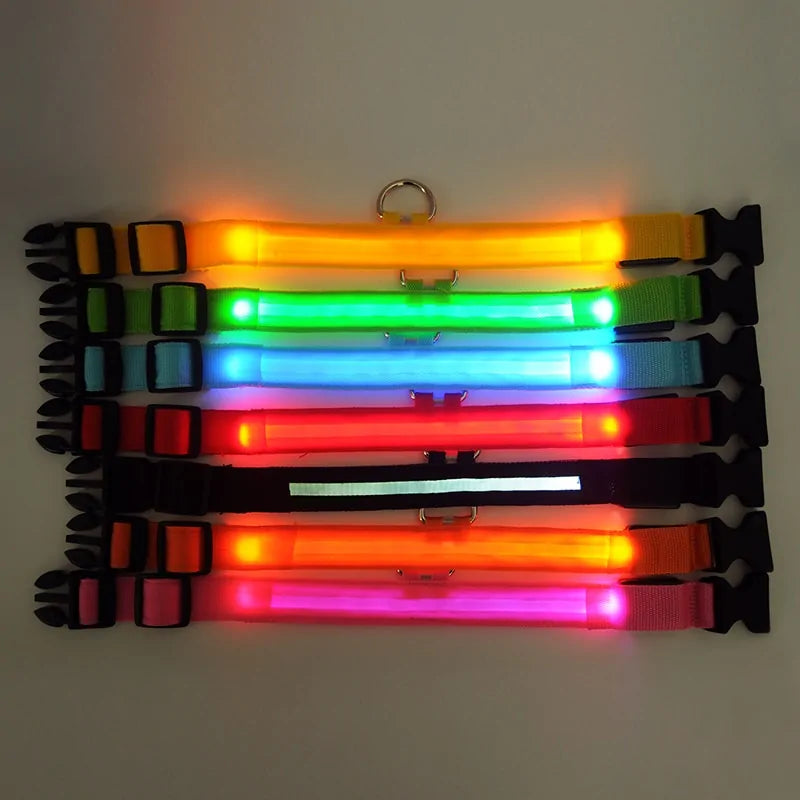 LED Pet Dog Collar for Night Safety, Glow-in-the-Dark Feature