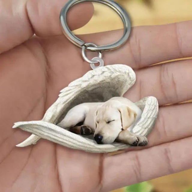 Dog Sleeping Angel Keychains