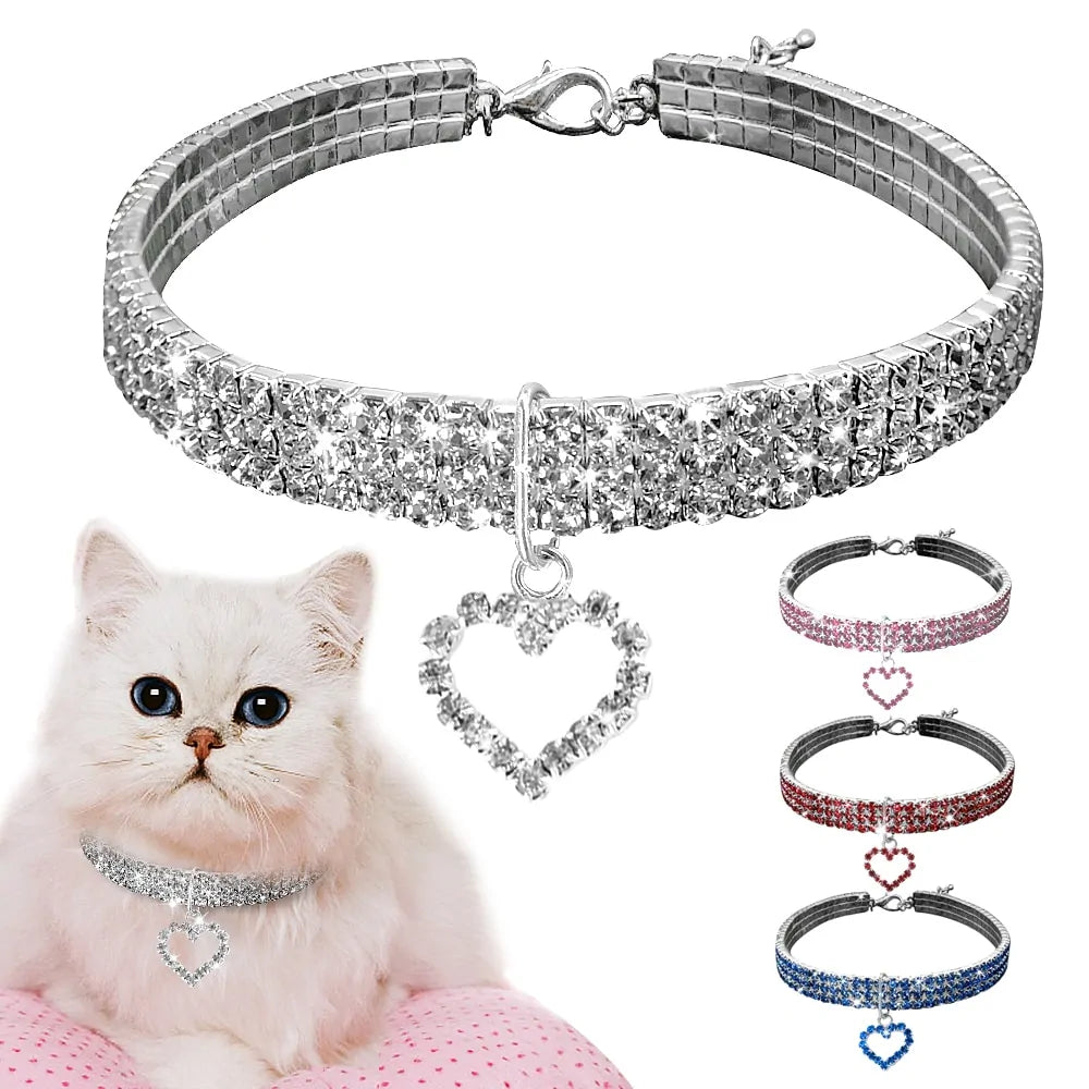 Heart-Shaped Whinestone Dog/Cat Collar