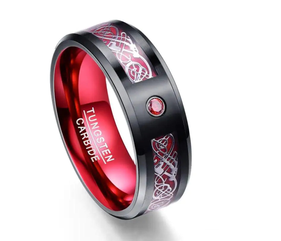 Dragon Stone Inlay Tungsten Ring