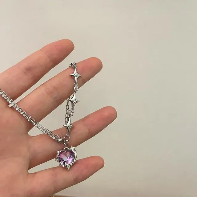 Crystal Heart Star Necklace