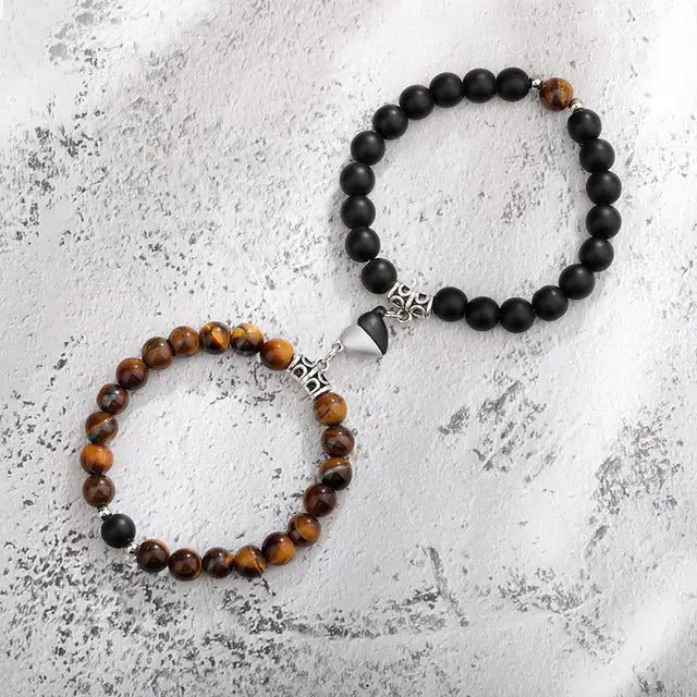 Natural Stone Beads Couple Magnetic Bracelets