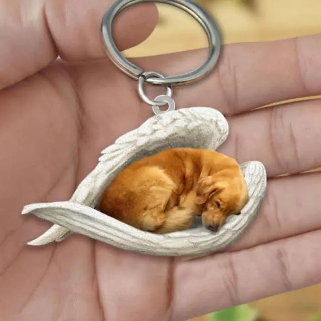 Dog Sleeping Angel Keychains